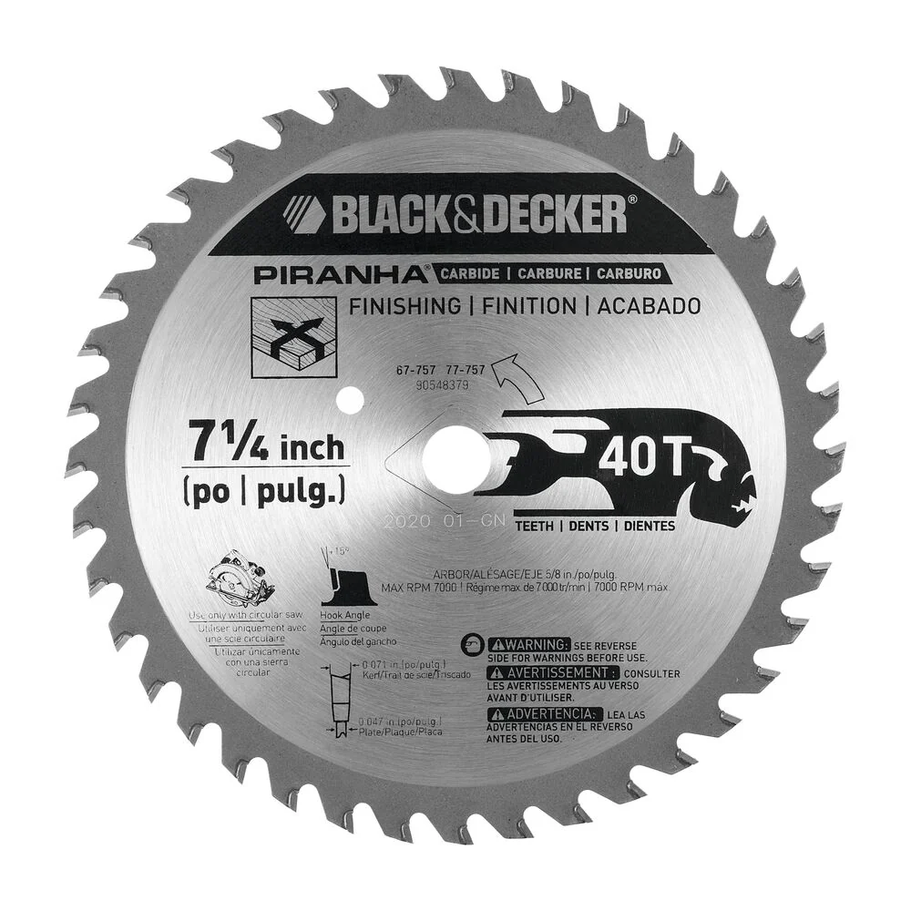 PIRANHA™ 7-1/4-Inch 40 Tooth ATB Thin Kerf Fine Finishing Saw Blade with 5/8-Inch