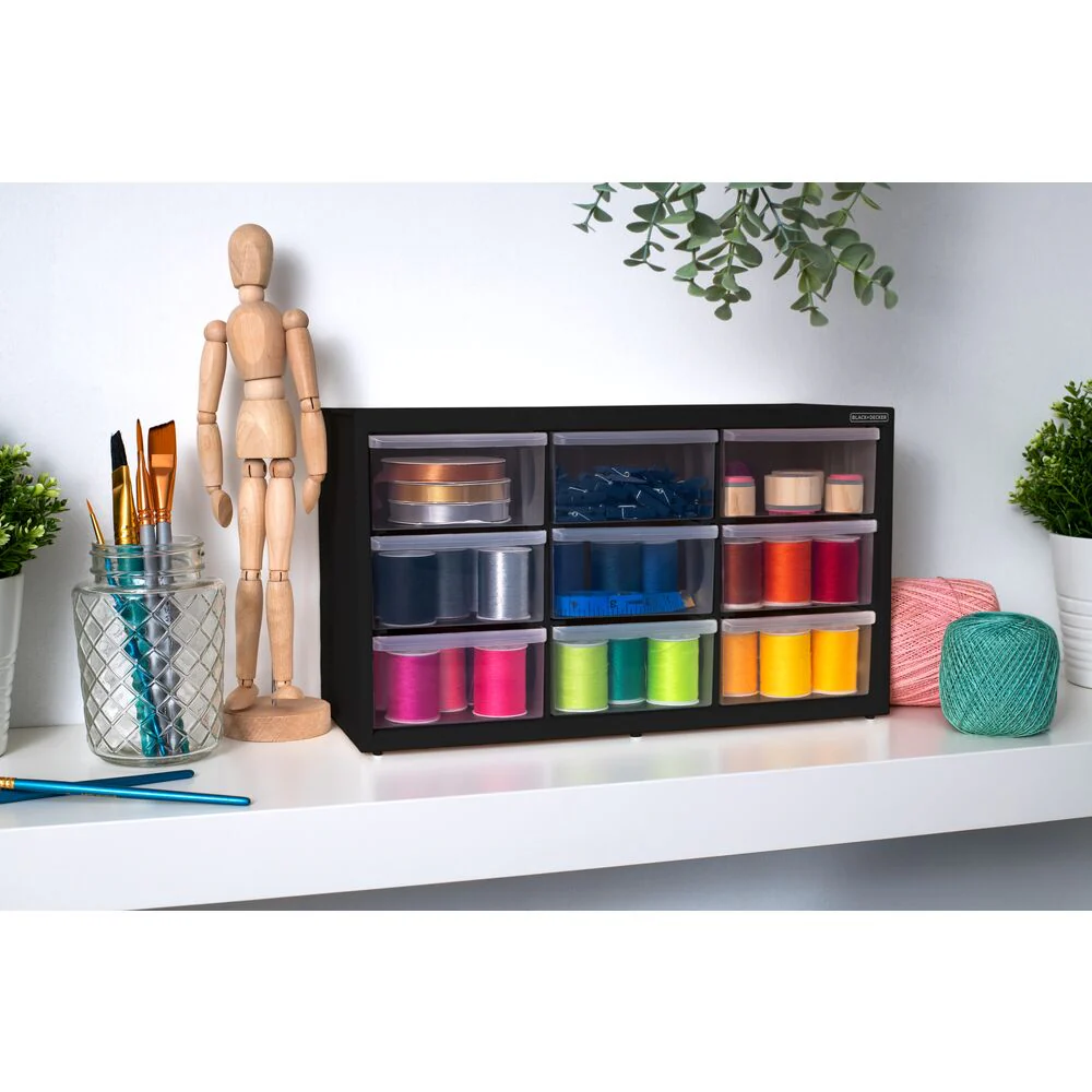 Large 9 Drawer Bin System Blk