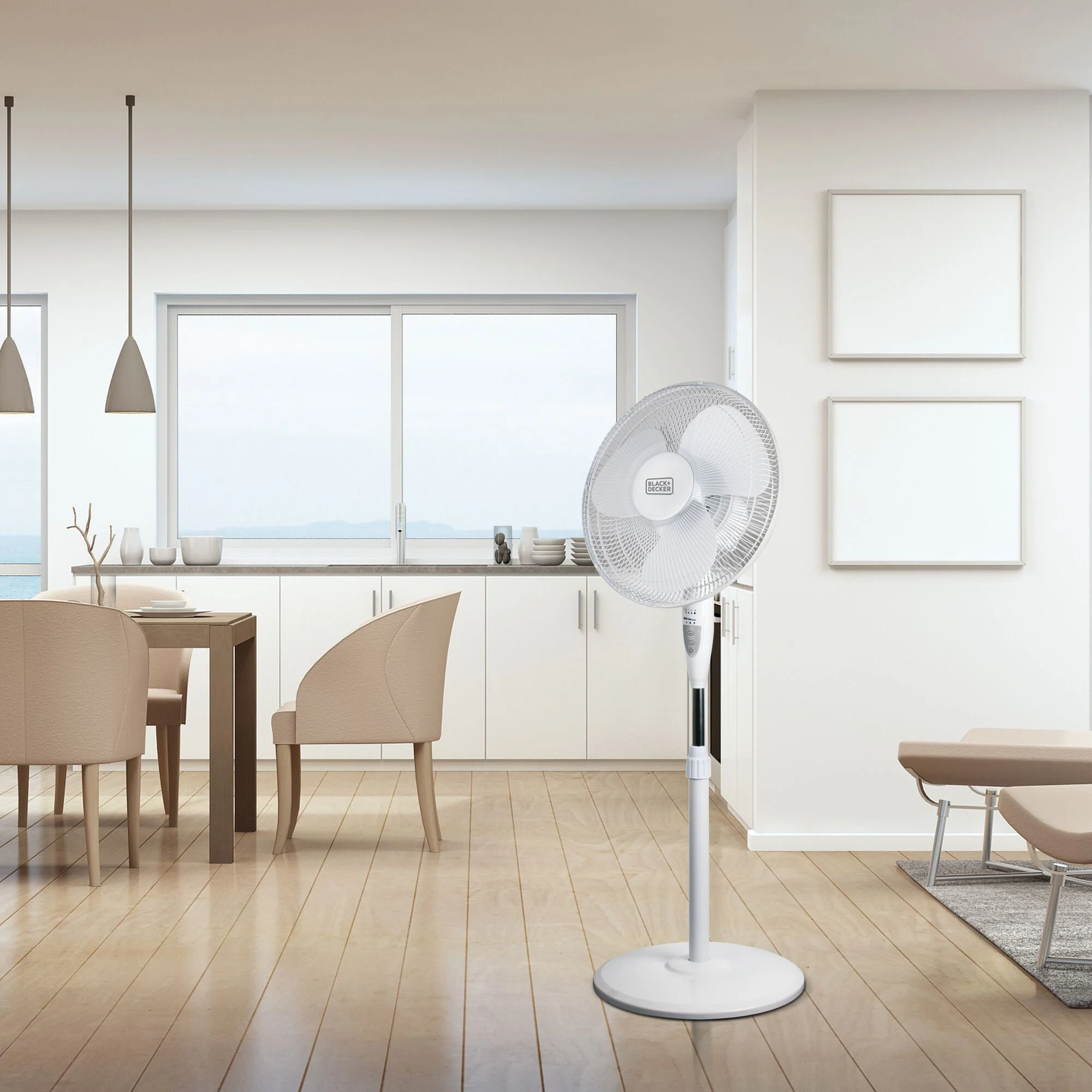 16 In. Stand Fan with Remote, White