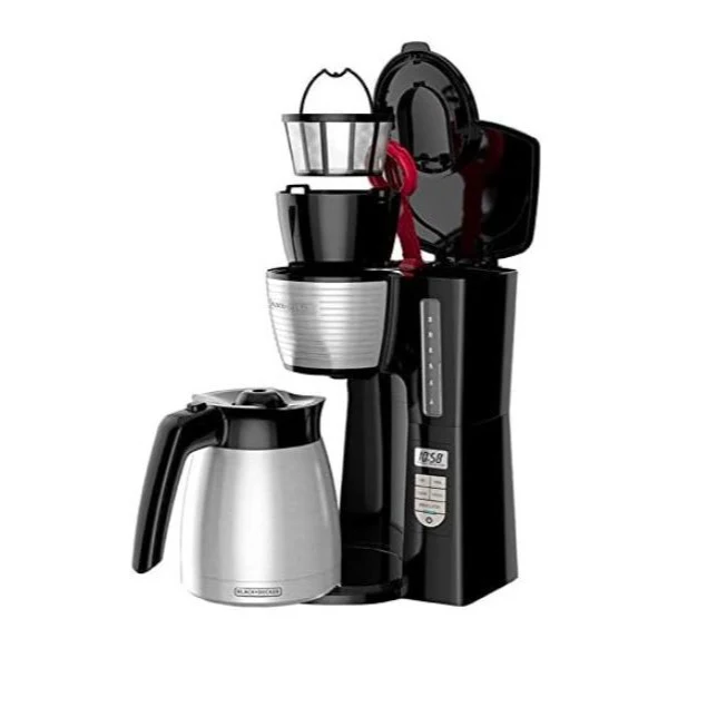 12-Cup Thermal Programmable Coffee maker, Brew Strength Selector, Black and Silver