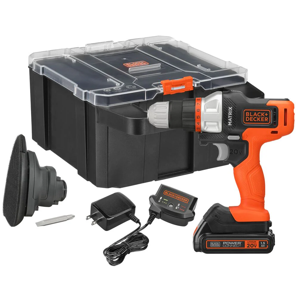 20V MAX *POWERCONNECT™ MATRIX™ Cordless Drill, Includes Sander Attachment, Storage Case, Battery and Charger Included