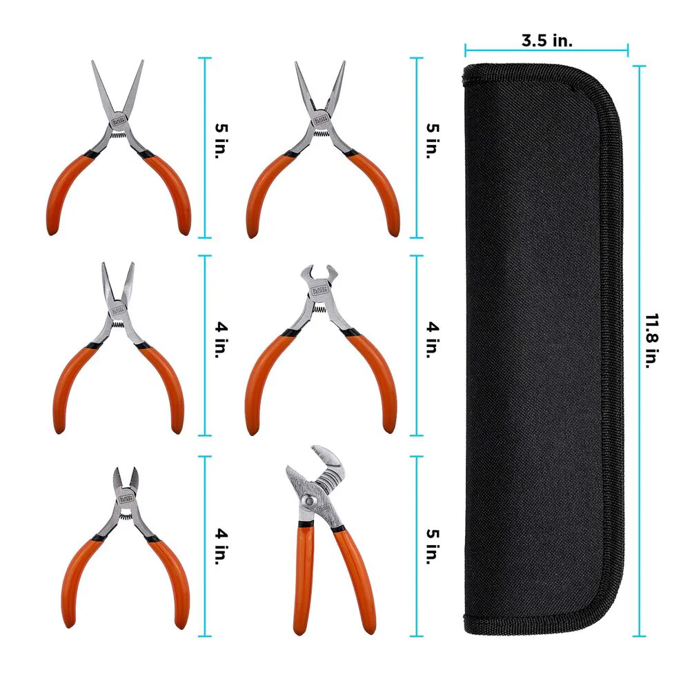 6-Piece Mini Plier Set With Comfort Grips + Carrying Case