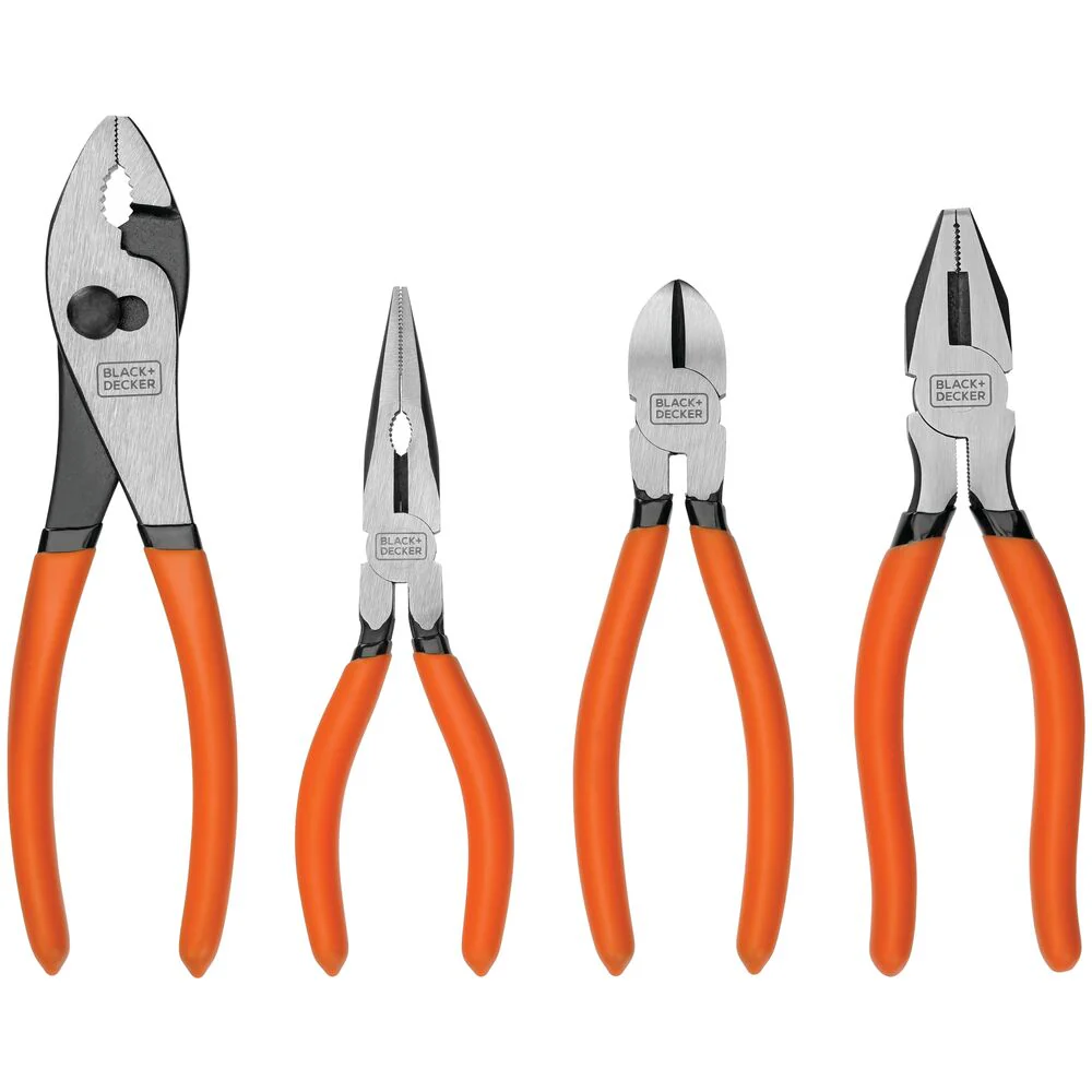 Plier Set, 4-Piece, 8 in., 7 in., two 6 in., With Comfort Grip