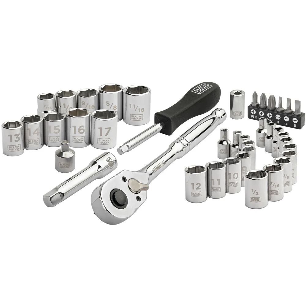 Socket Set, 40-Piece, Chrome, Carrying Case